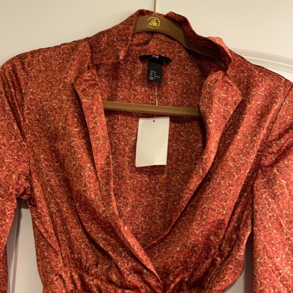 H&M size 6 Paisley Orange Brown Tie Dress NWT - Picture 3 of 5